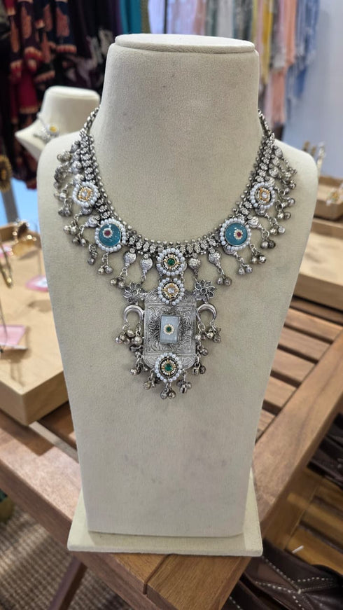 Silver Turquoise Statement Necklace