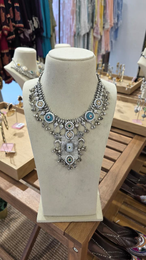 Silver Turquoise Statement Necklace