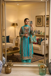 Blue 4 Piece Kurta Set with Potli
