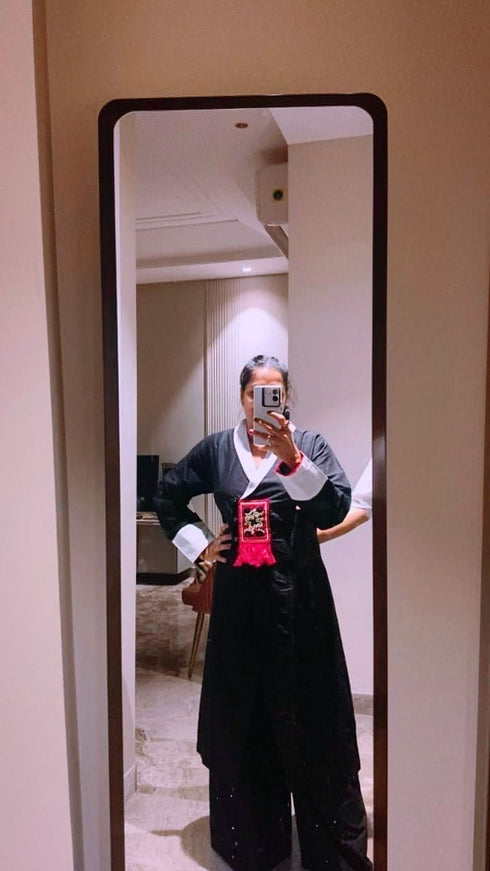 White Black Blazer Kurta Set