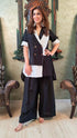 White Black Blazer Set