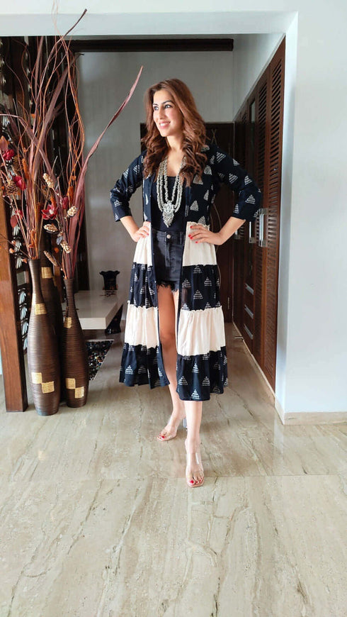 White Black Dress with Shrug