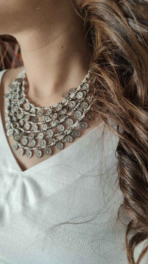 White Black Flower Embroidery Coord Set