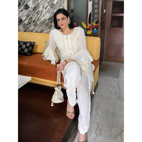 White Lucknowi Set
