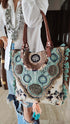 White Velvet Crochet Beadwork Banjara Handcrafted Embroidery Tote Bag