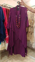 Wine Purple Drape Dress With Necklace