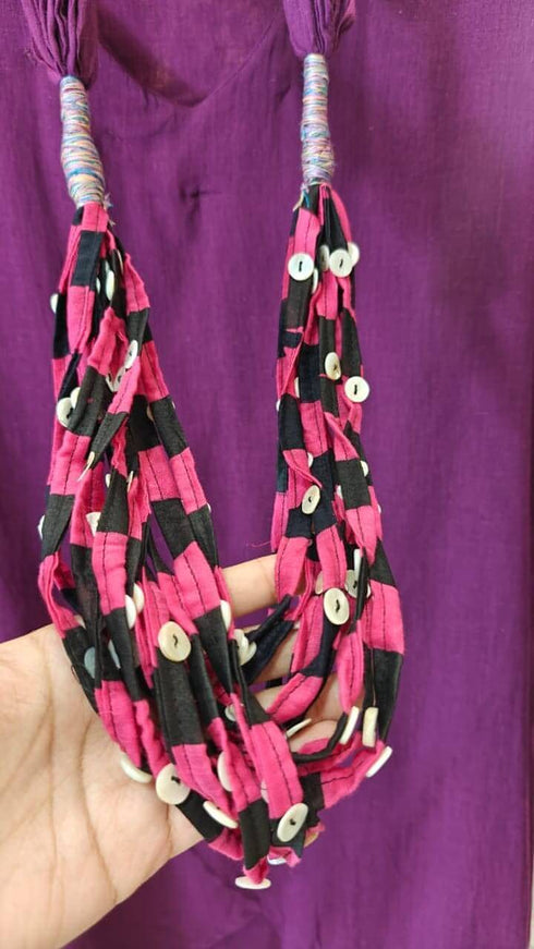 Wine Purple Drape Dress With Necklace