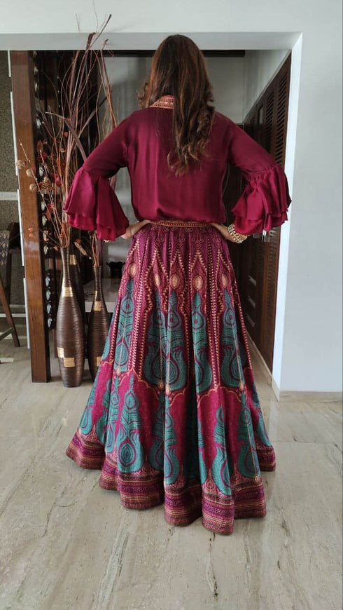 Wine Purple Shirt Lehenga Set