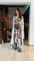 (@Yasmin Karachiwala) Creamy Charcoal Drape 3 Piece Set