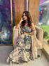 (@Yasmin Karachiwala) Creamy Charcoal Drape 3 Piece Set