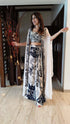 (@Yasmin Karachiwala) Creamy Charcoal Drape 3 Piece Set