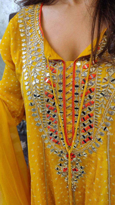 Yellow Anarkali Dhoti Set