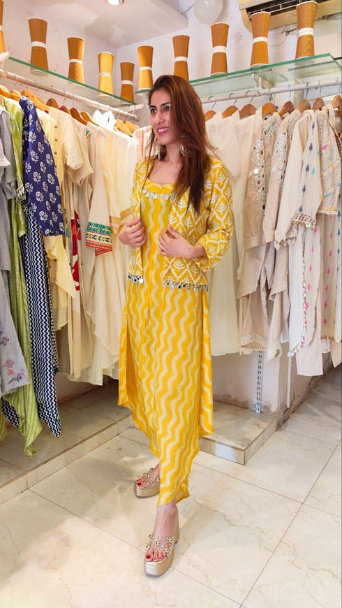 Yellow Jumpsuit Jacket Set