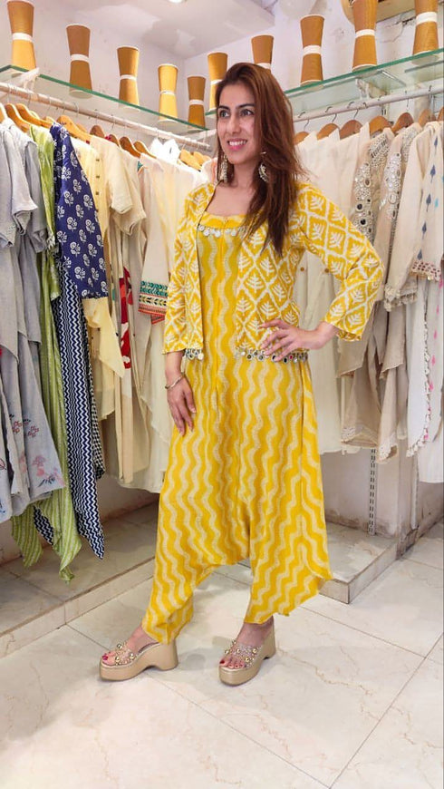 Yellow Jumpsuit Jacket Set