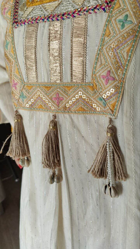 Yellow Off White Kurta Set