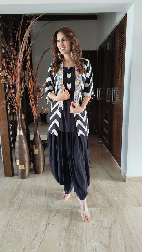 Zebra Black Shell Mirror Coord Set - Three Piece Set