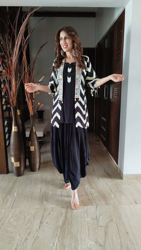 Zebra Black Shell Mirror Coord Set - Three Piece Set