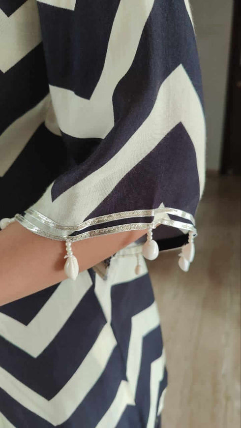 Zebra Black Shell Mirror Coord Set - Three Piece Set