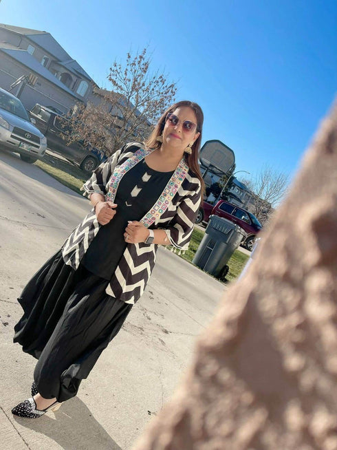 Zebra Black Shell Mirror Coord Set - Three Piece Set