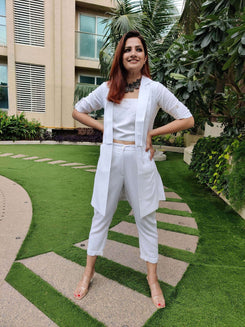 All White Blazer Set