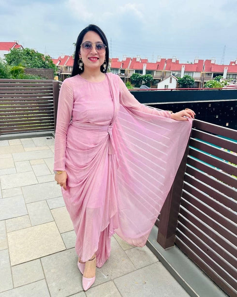 Baby Pink Drape Dress - view 10