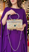 Peacock Lotus Oxidised Bag, front view, Label DC