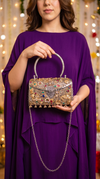 Temple Clasp Multistone Oxidised Bag, front view, Label DC