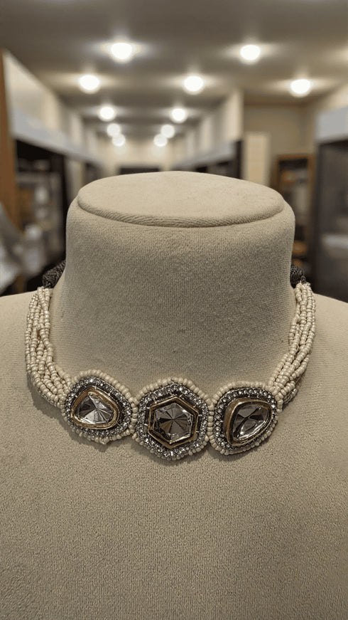 Beaded Kundan Choker Necklace - view 10