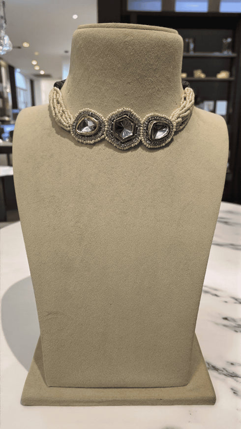 Beaded Kundan Choker Necklace - view 9