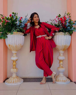Beetroot Pink Jumpsuit with Jacket