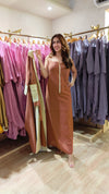 Beige Brown Zipper Dress with Designer Jacket - view 5