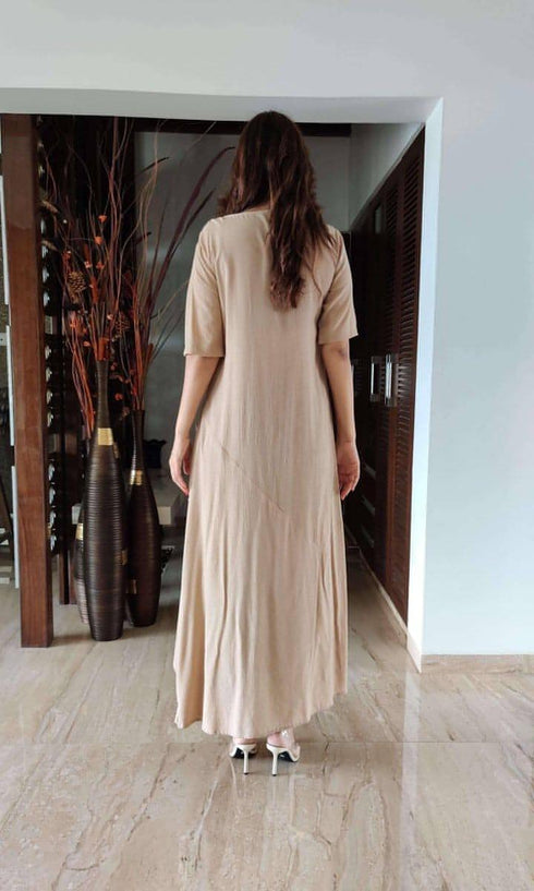 Beige Dress With Belt