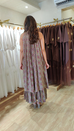 Beige Multicolor Layered Maxi Dress - view 6