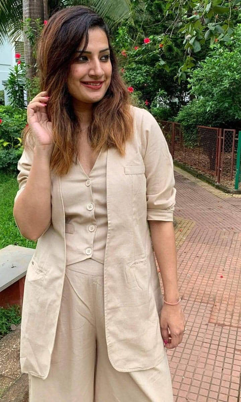 Beige Waistcoat Set