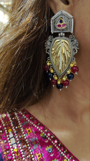 Black And Red Leaf Earring