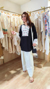 Black And White Card Farshi Salwar without Sling Bag - view 4