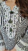 Black And White Foral Embroidered Farshi Set - view 6