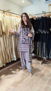 Black Cream Farshi Set with Duppatta - view 4