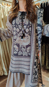 Black Cream Farshi Set with Duppatta - view 6