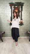 Black Dhoti Drape Pant With Courage Over Comfort Shirt - view 2