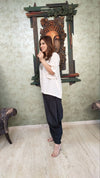 Black Dhoti Drape Pant With Courage Over Comfort Shirt - view 6