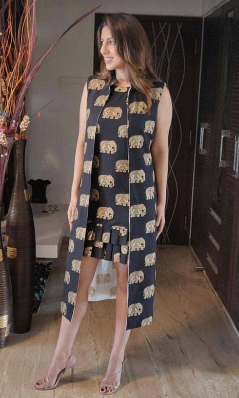 Black Elephant Dress with Jacket