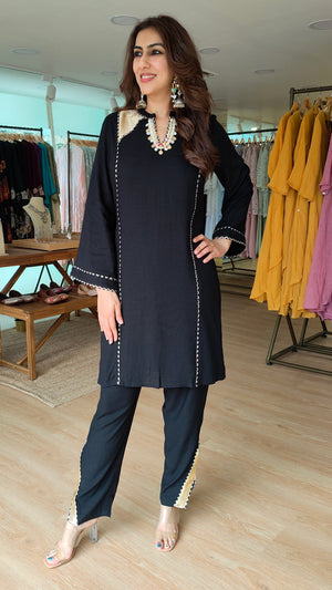 Black Gota Work Kurta Set