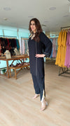 Black Gota Work Kurta Set - view 5