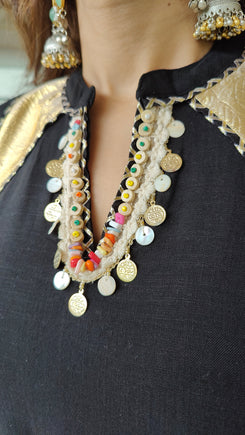 Black Gota Work Kurta Set - view 6