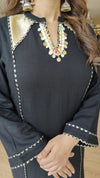 Black Gota Work Kurta Set - view 7