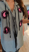 Black Hand Embroidered Tie-up Shirt - view 2