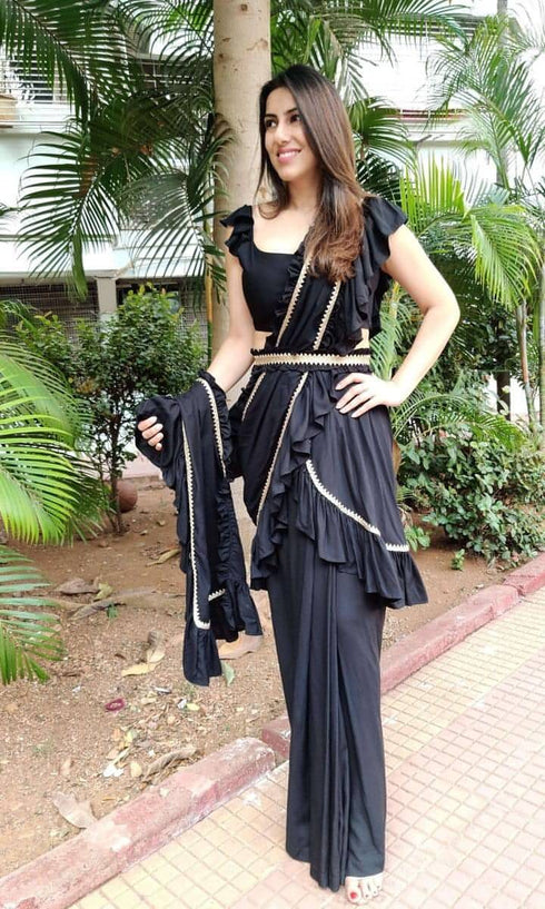 Black Ruffle Sari