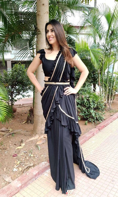 Black Ruffle Sari