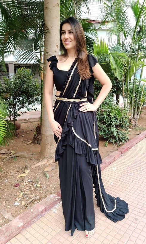 Black Ruffle Sari